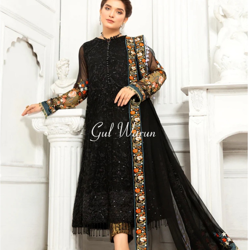 Gul Warun Designer Chiffon Embroidered Dress